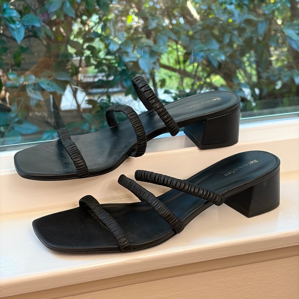 Reformation Black Strappy Heels